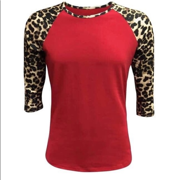 NWOT Leopard/Red Long Sleeve Shirt - Picture 1 of 1